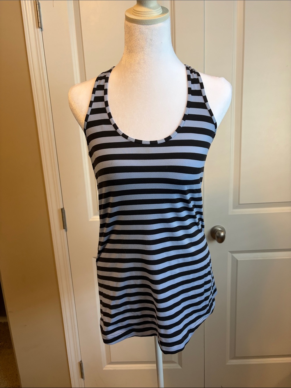 lululemon athletica Striped Racerback Tank - Black and Light Blue